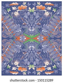 vector batik javanese indonesia in bright blue sky color