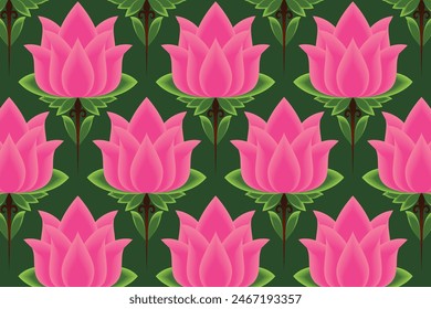 Vector batik lotus flower pattern background