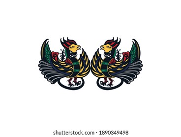 vector batik ornament, chicken styling