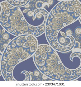 Vector Batik ornament. Ethnic Paisley Floral seamless pattern.