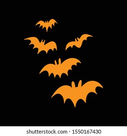 Vector bats collection. Halloween scary animal vector set.
