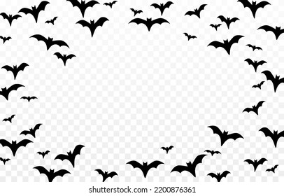 Vector bats on an isolated transparent background. Silhouette of bats PNG. Halloween bats PNG. Black bats.