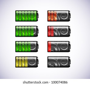 Vector batteries icons isolated on a with background