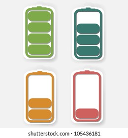 Vector batteries icons. shows the amount of charge in the batteries.