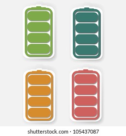 Vector batteries icons. shows the amount of charge in the batteries.