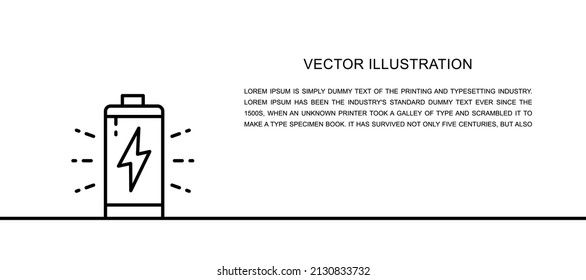 Vector battery, accumulator charging one line icon. Continuous one line