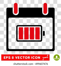 Vector Battery Calendar Day EPS vector pictogram. Illustration style is flat iconic bicolor intensive red and black symbol on a transparent background.