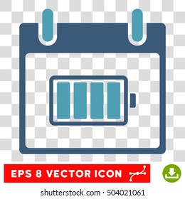 Vector Battery Calendar Day EPS vector icon. Illustration style is flat iconic bicolor cyan and blue symbol on a transparent background.