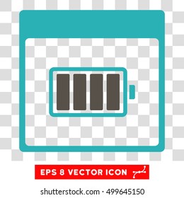 Vector Battery Calendar Page EPS vector pictogram. Illustration style is flat iconic bicolor grey and cyan symbol on a transparent background.