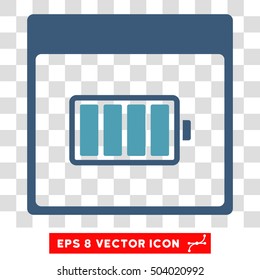 Vector Battery Calendar Page EPS vector icon. Illustration style is flat iconic bicolor cyan and blue symbol on a transparent background.