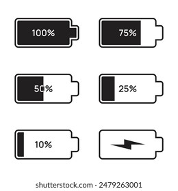 Vector Battery Charge Levels Icon Set