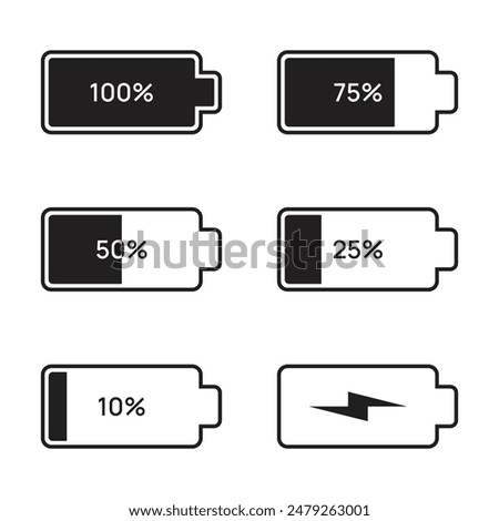 Vector Battery Charge Levels Icon Set