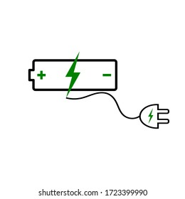 Vector Battery And Concept Green Energy Environmentally Friendly On White Background