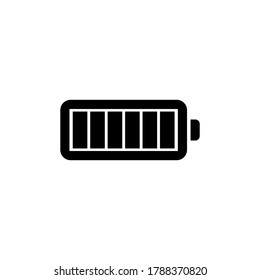 Icono de batería vectorial en blanco y negro. Símbolo de batería completa. Pantalla de botón de carga completa. Firma de la batería del sitio web. Batería de barras completas. Perfecto para Diseño Web, Desarrollo de Aplicaciones y Negocios de Tecnología.