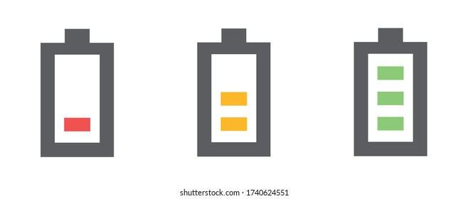 Icono de la batería del vector. Carga de alto a bajo