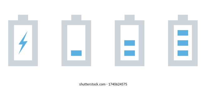 Vector battery icon. Charge from high to low