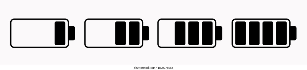 Icono de la batería del vector. Carga de alto a bajo.