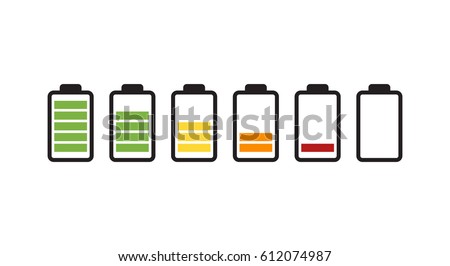 Vector battery icon. Charge from high to low.