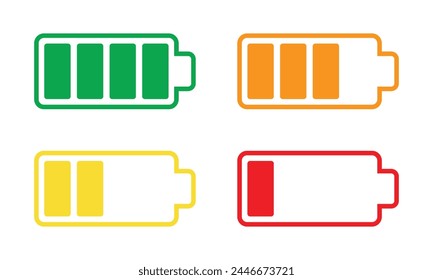 Vector Battery Icon. Battery Charger Icon. Battery Charging Phases