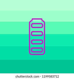 Vector battery icon with full power. Fully charged.