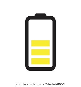 Icono de Vector de batería. El icono de la batería semicargada es amarillo.