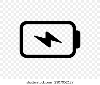 Vector battery icon. High quality black style vector icon. Baterry charge indicator. Empty batery level, energy, charging. Power low up status batteries logo.