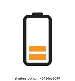 Icono de Vector de batería. El icono de batería baja es naranja.