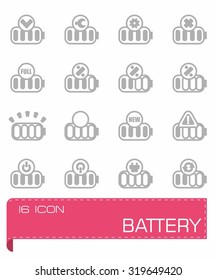 Vector Battery icon set on grey background