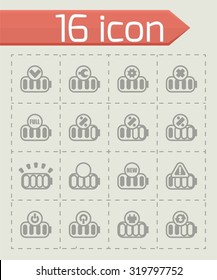 Vector Battery icon set on grey background