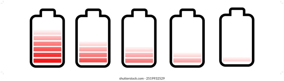 Ícone Vetor Battery com vários níveis de carga 02