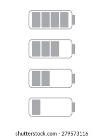 Vector battery life indicator icons from full power to empty