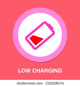 vector Carga baja de la batería - Ilustración de la batería, símbolo de la electricidad - signo de energía