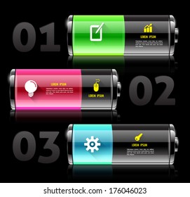 Vector battery options  / Can use for business template / modern template / education diagram / business plan / brochure object / infographic
