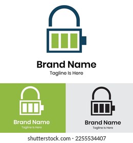 
Vector battery shape lock icon logo

