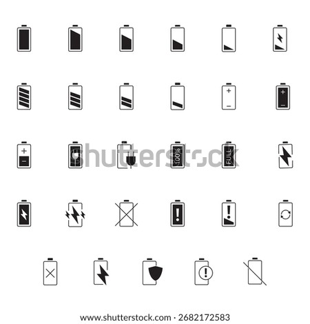 Vector Battery Status and Charging Icons