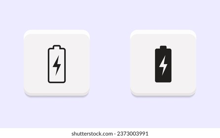 Símbolo de la batería vectora en botones de neumorfismo o estilo neumórfico