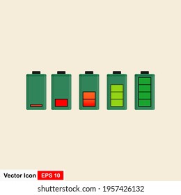 Vector battery symbol set different level of charge for ui energy symbol mobile phone, battery charge signs. Car battery indicator.