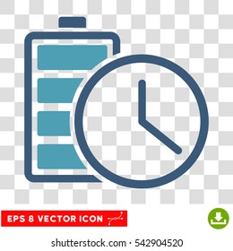 Vector Battery Time EPS vector pictogram. Illustration style is flat iconic bicolor cyan and blue symbol on a transparent background.