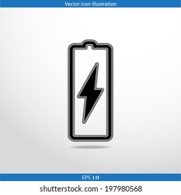 Vector battery web flat icon. Isolated on white.