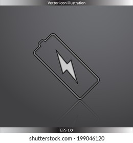 Vector battery web flat icon. 