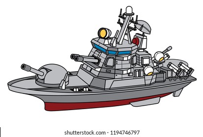 Vector Battleship Cartoon Art: vector de stock (libre de regalías