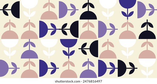 Vector bauhaus background. geometric flower plant. abstract illustration