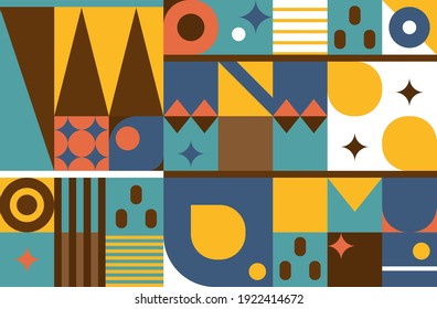 Vector Bauhouse Geometric Abstract Pattern Design. 