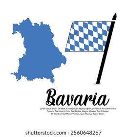 Vector Bavaria flag with map banner  Bavaria flag Vector illustration design or Bavaria independence day banner design