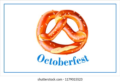 Vector Bavarian pretzel.Oktoberfest beer festival. Label, sticker, logo, leaflet for sale of beer.