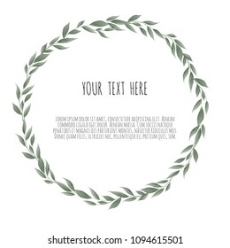 Vector bay leaves wreath. Template for wedding invitation and save the date cards