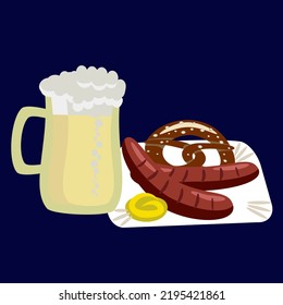 Vector - bayrische Brotzeit pattern.
Watercolor illustration.
