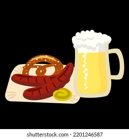 Vector - bayrische Brotzeit Muster.
Aquarell-Illustration.