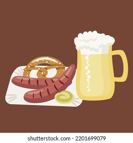 Vector - bayrische Brotzeit pattern.
Watercolor illustration.