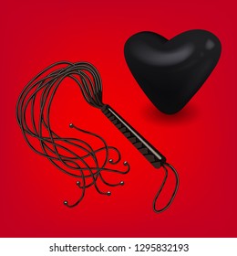Vector bdsm lash and black heart icons illustration